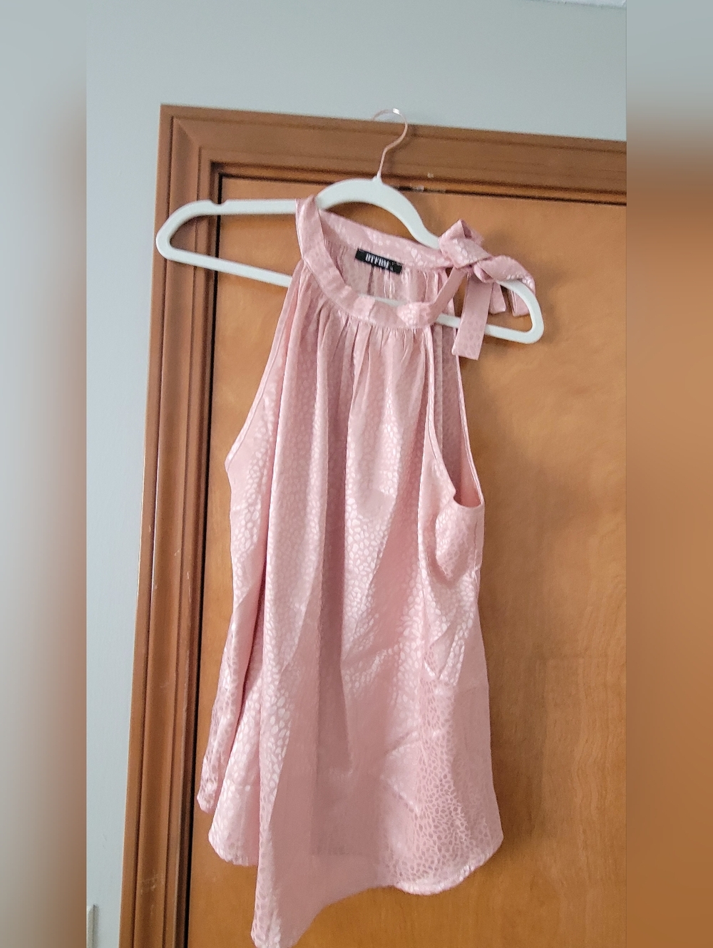 BTFBM Pink Satin Animal Print Blouse